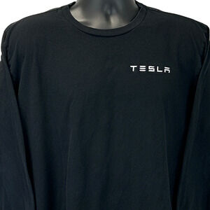 Tesla Long Sleeve T Shirt Mens L Large Short EV Electric Vehicle Elon Musk Black